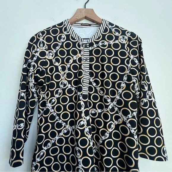 J McLaughlin Banded Collar Biscayne Tunic Top Gold Catalina Cloth Chain Print - Picture 8 of 16